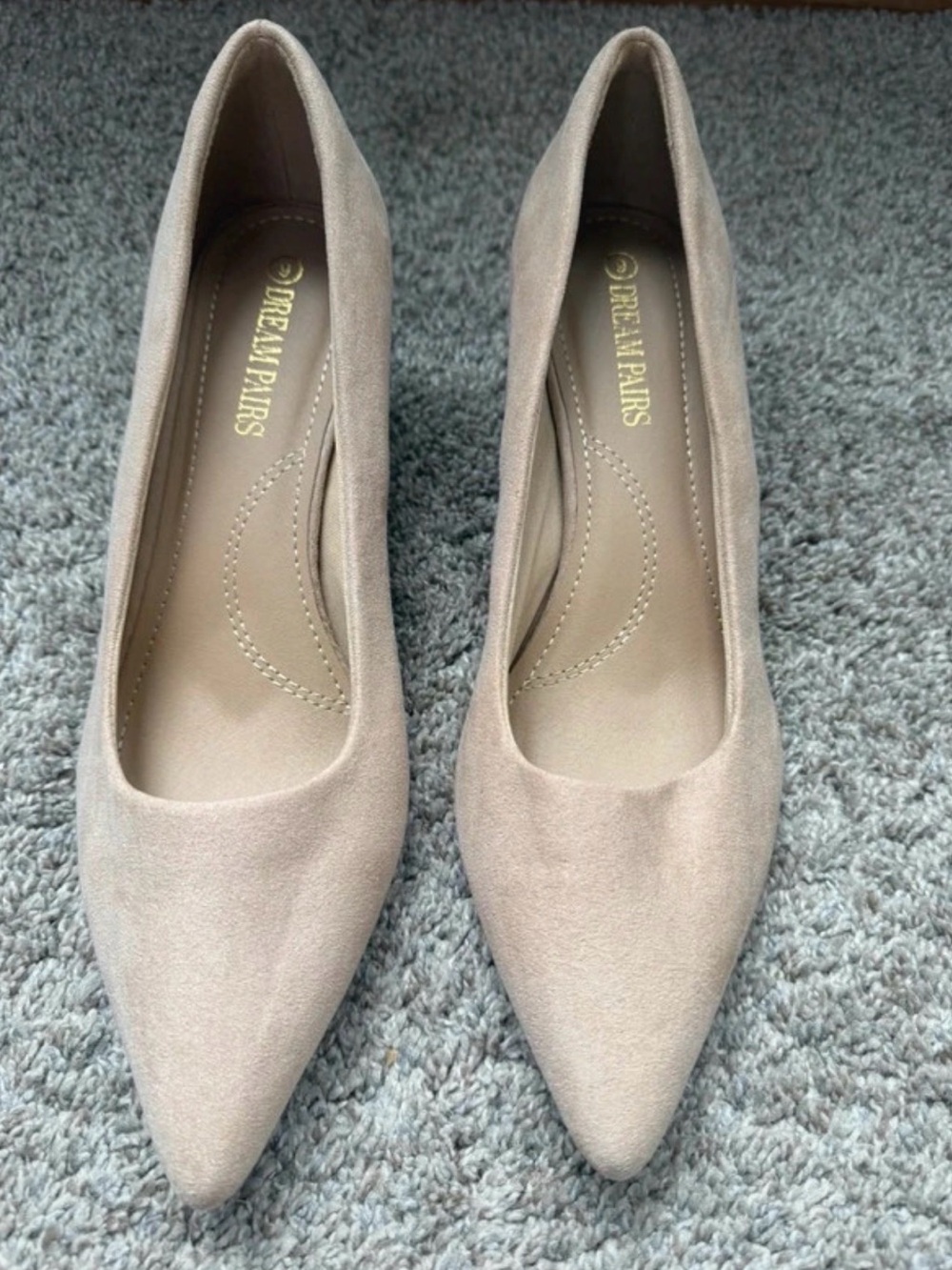 Dream Pairs Nude Pointed Toe Suede-Look Pumps
